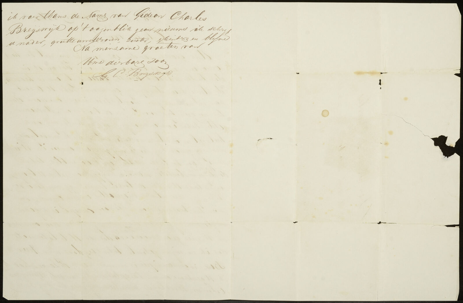 Johannes Charles - achterzijde brief